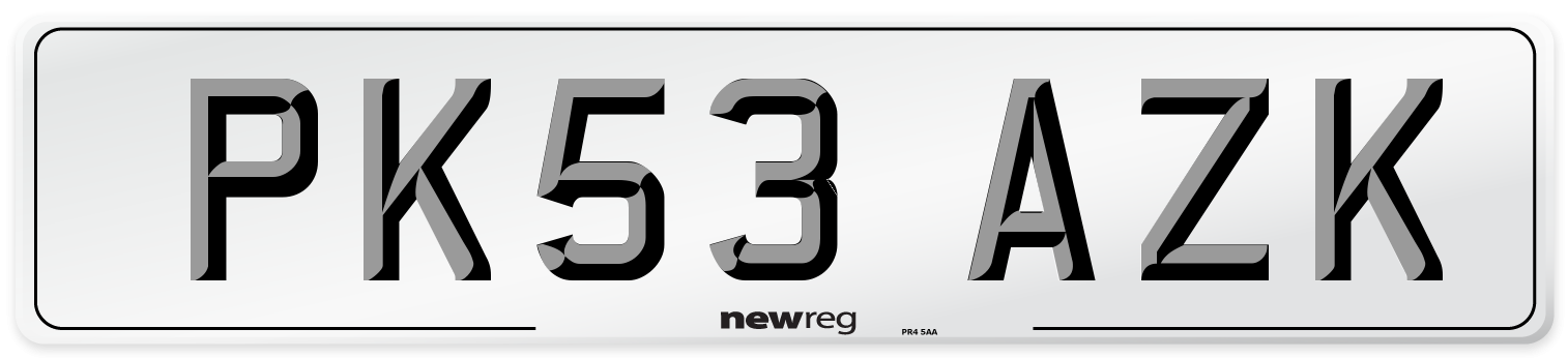 PK53 AZK Number Plate from New Reg